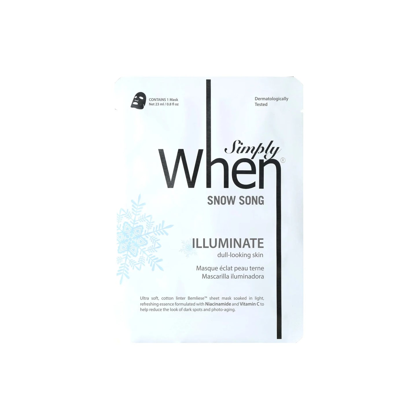 Snow Song Illuminate Ultra-Soft Cotton Linter Bemliese Sheet Mask - Simply When