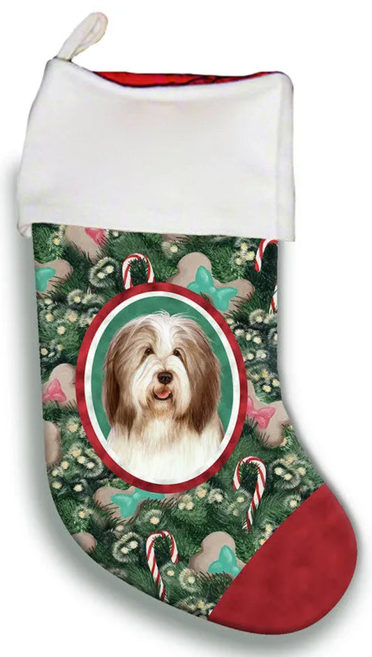 Bearded Collie Brown/White - Best of Breed Christmas Stocking
