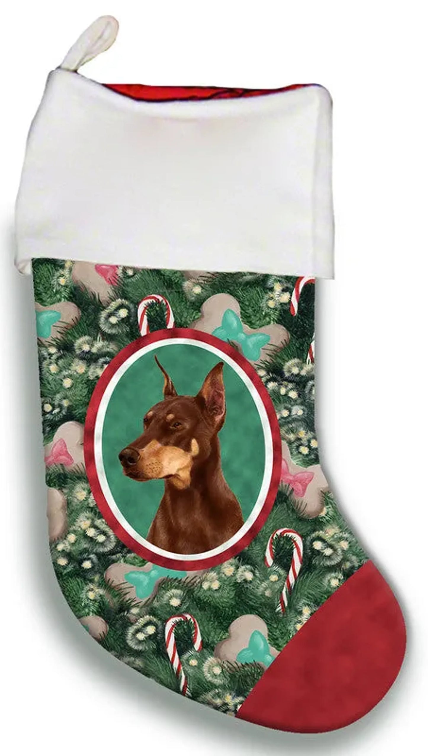 Doberman Red Cropped - Best of Breed Christmas Stocking