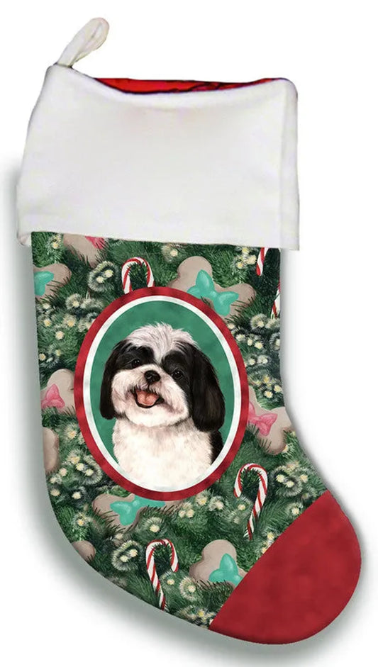 Shih Tzu Black/White- Best of Breed Christmas Stocking