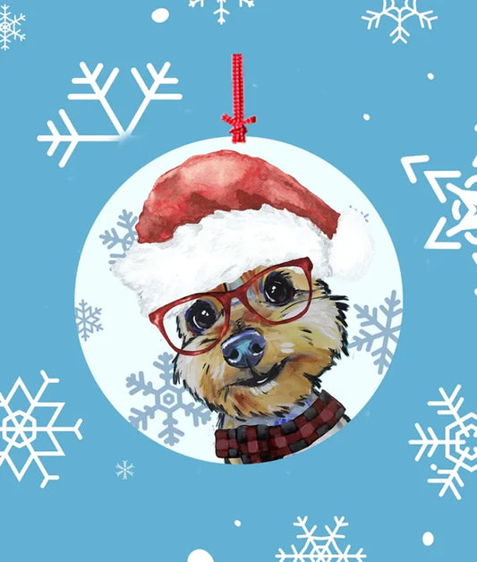 Yorkie - Hippie Hound Studios Christmas Tree Ornament