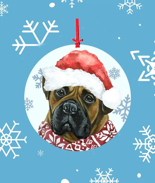 Bull Mastiff - Hippie Hound Studios Christmas Tree Ornament