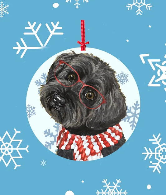 Yorkiepoo - Hippie Hound Studios Christmas Tree Ornament
