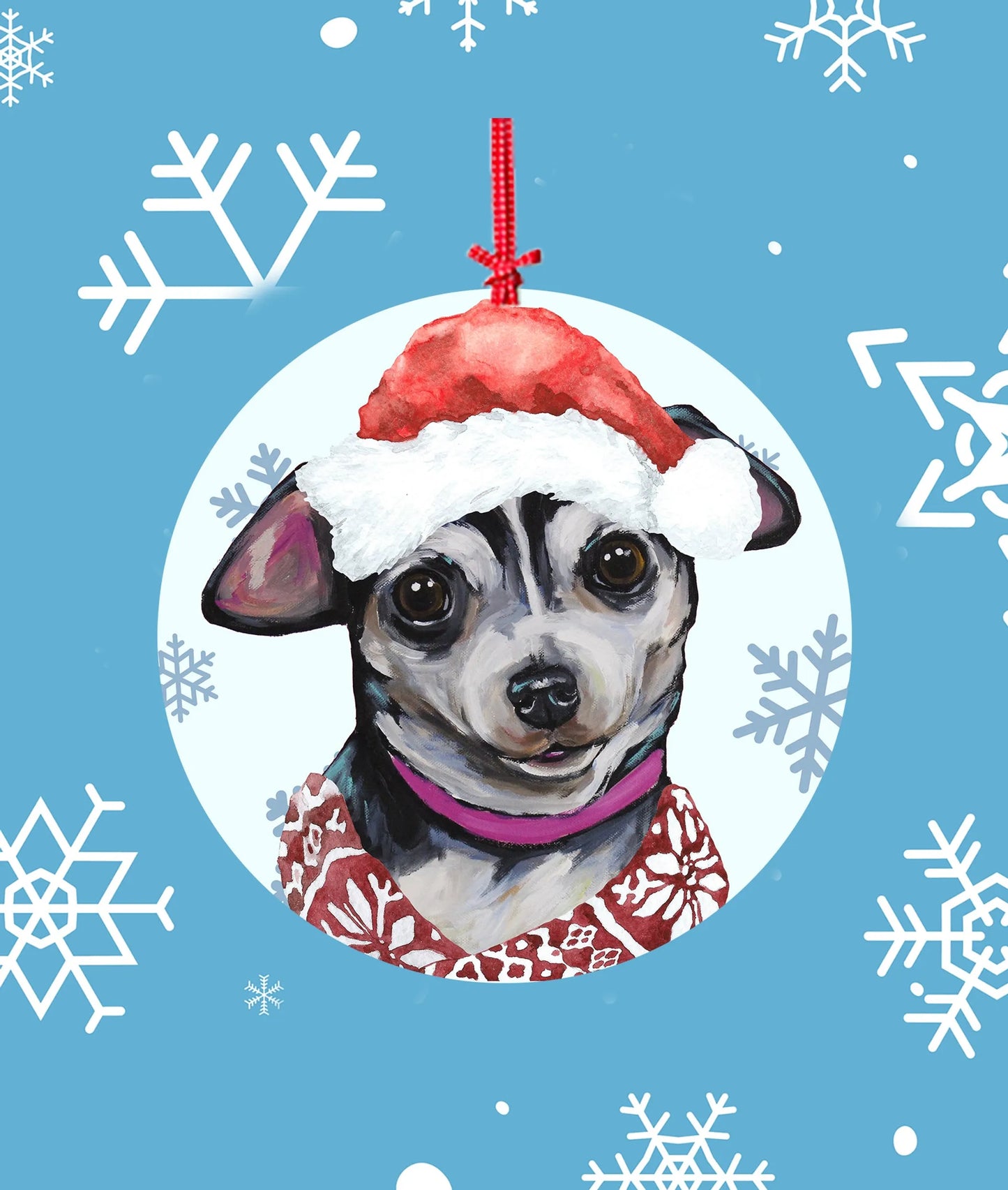 Chihuahua Black - Hippie Hound Studios Christmas Tree Ornament