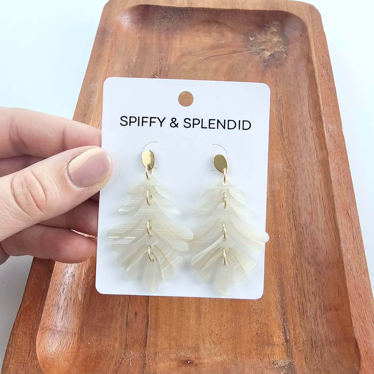 Petite Palm Earrings - Seashell