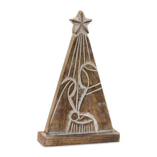 Wood Carved Nativity Tree