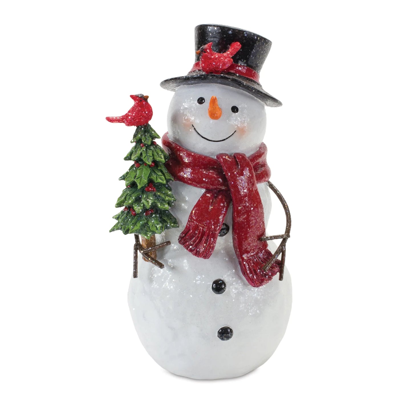 Snowman Figurine with Holly Accents