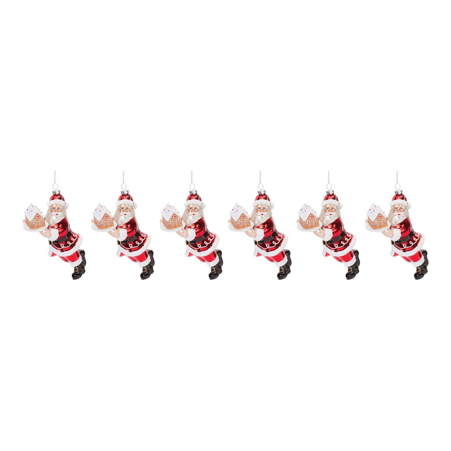 Glass Santa with Gingerbread Ornament