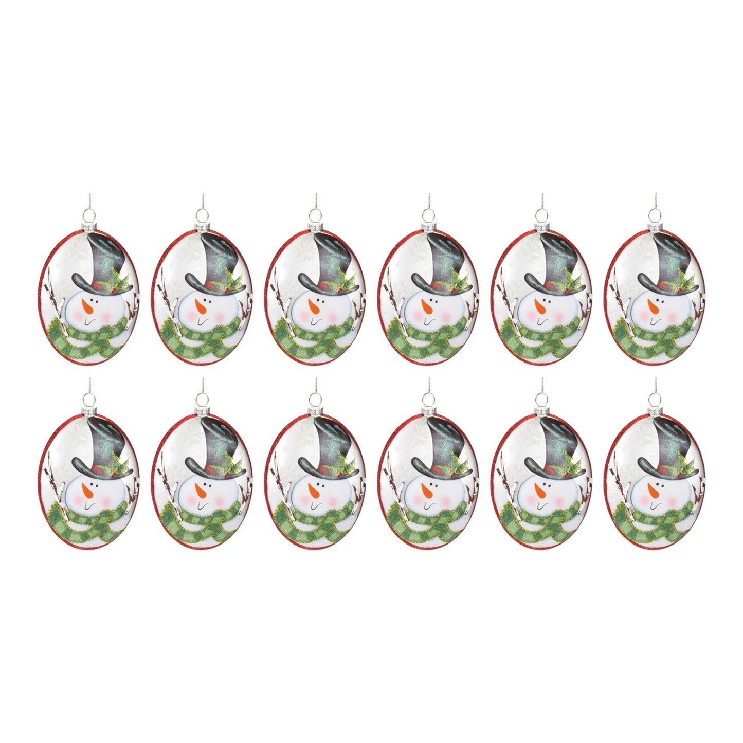 Glass Snowman Disc Ornament