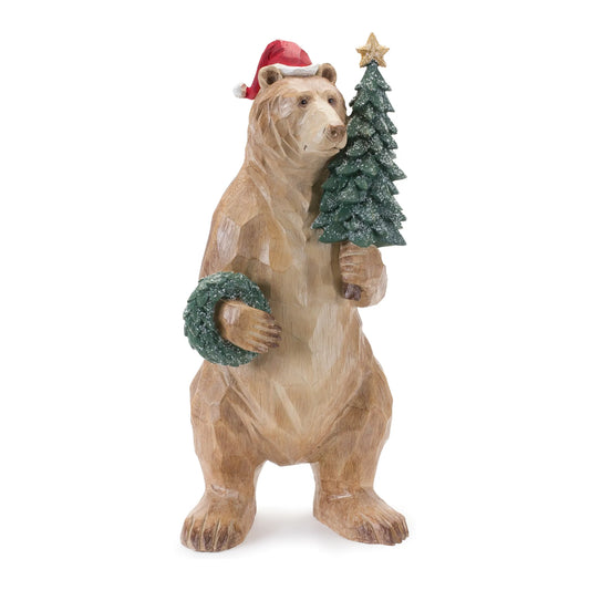 Bear with Pine Tree and Wreath Statue