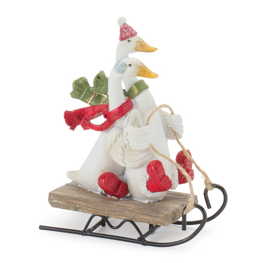 Sledding Holiday Goose Figurine