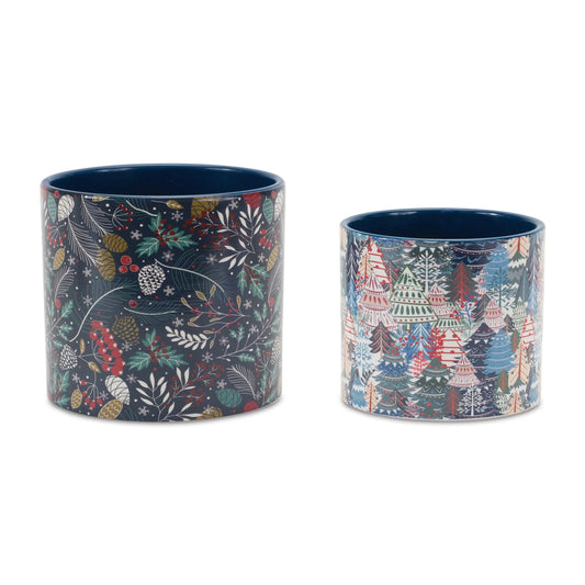 Berry and Pine Tree Holiday Planter