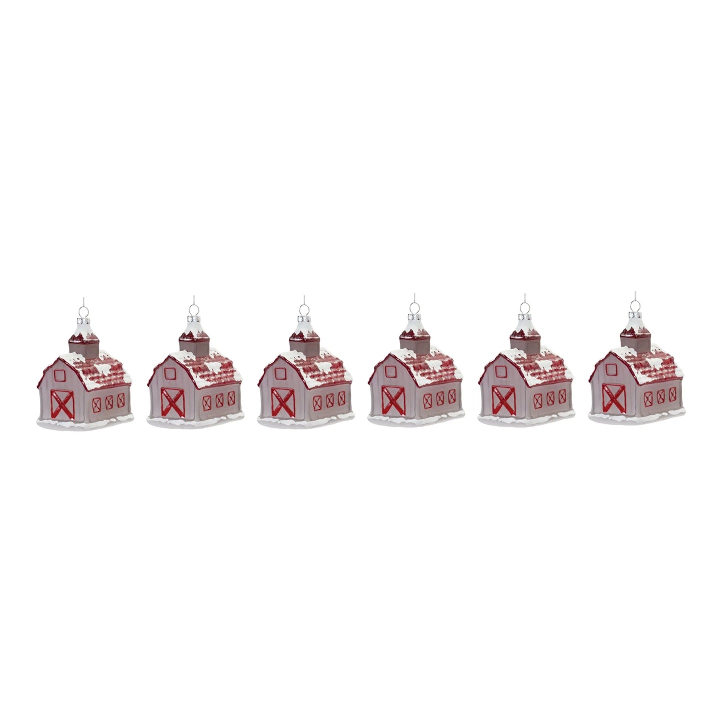 Frosted Glass Barn Ornament