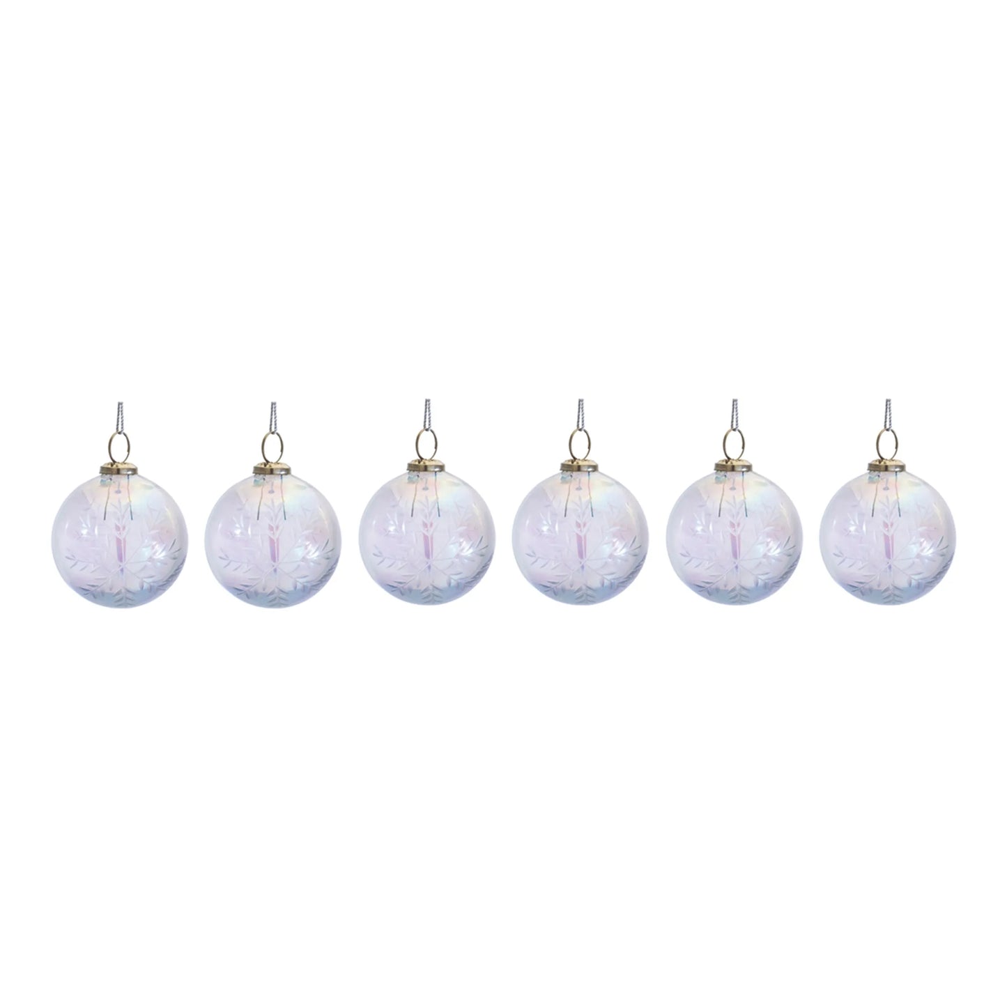 Etched Irredescent Glass Ball Ornament