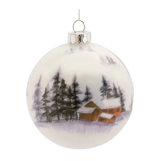 Woodland Cabin Ball Ornament
