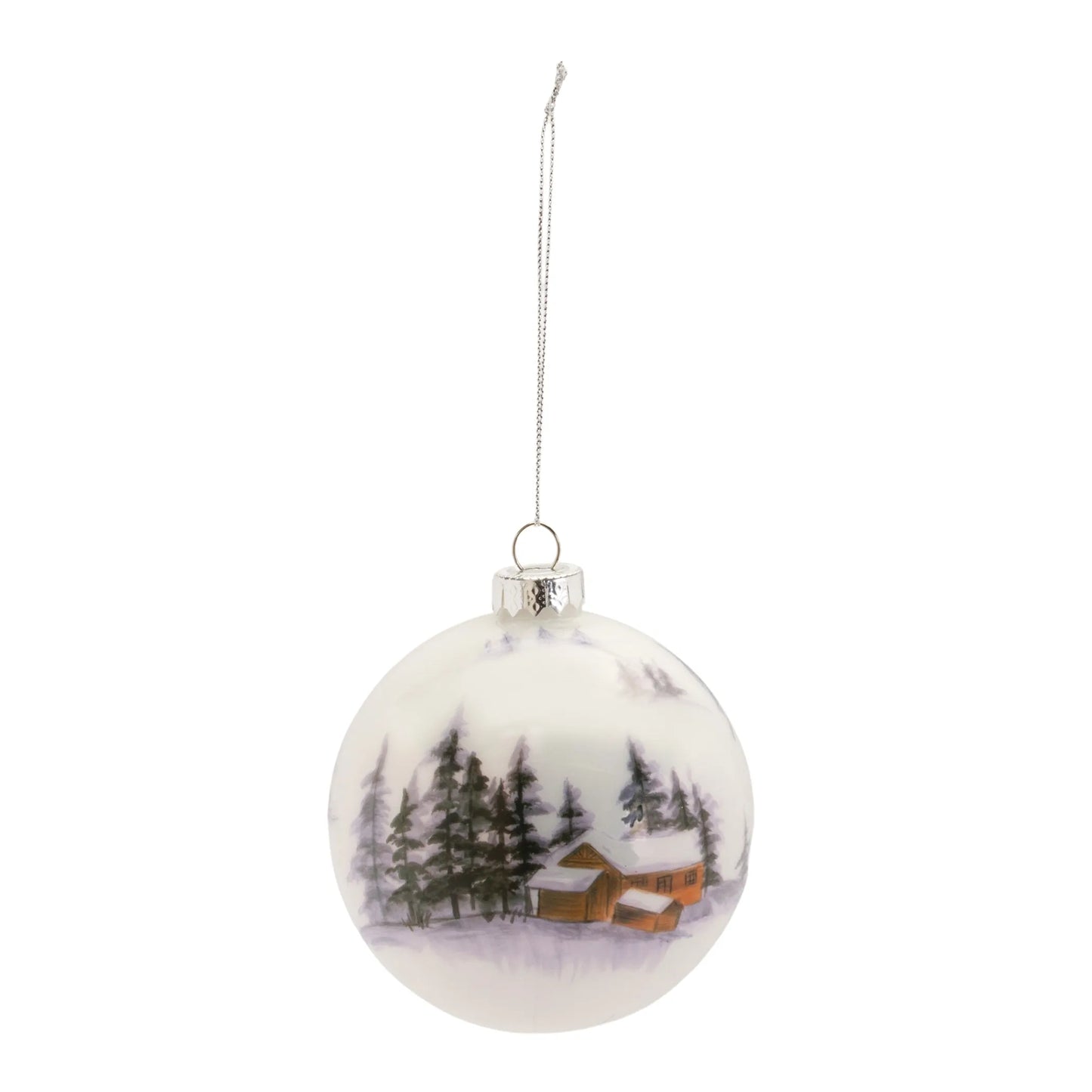 Woodland Cabin Ball Ornament