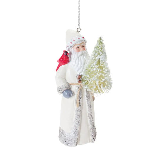 Santa with Cardinal Bird Ornament - Pack Of: Set of 6 | Materials: Resin; stone powder | Décor style: Traditional