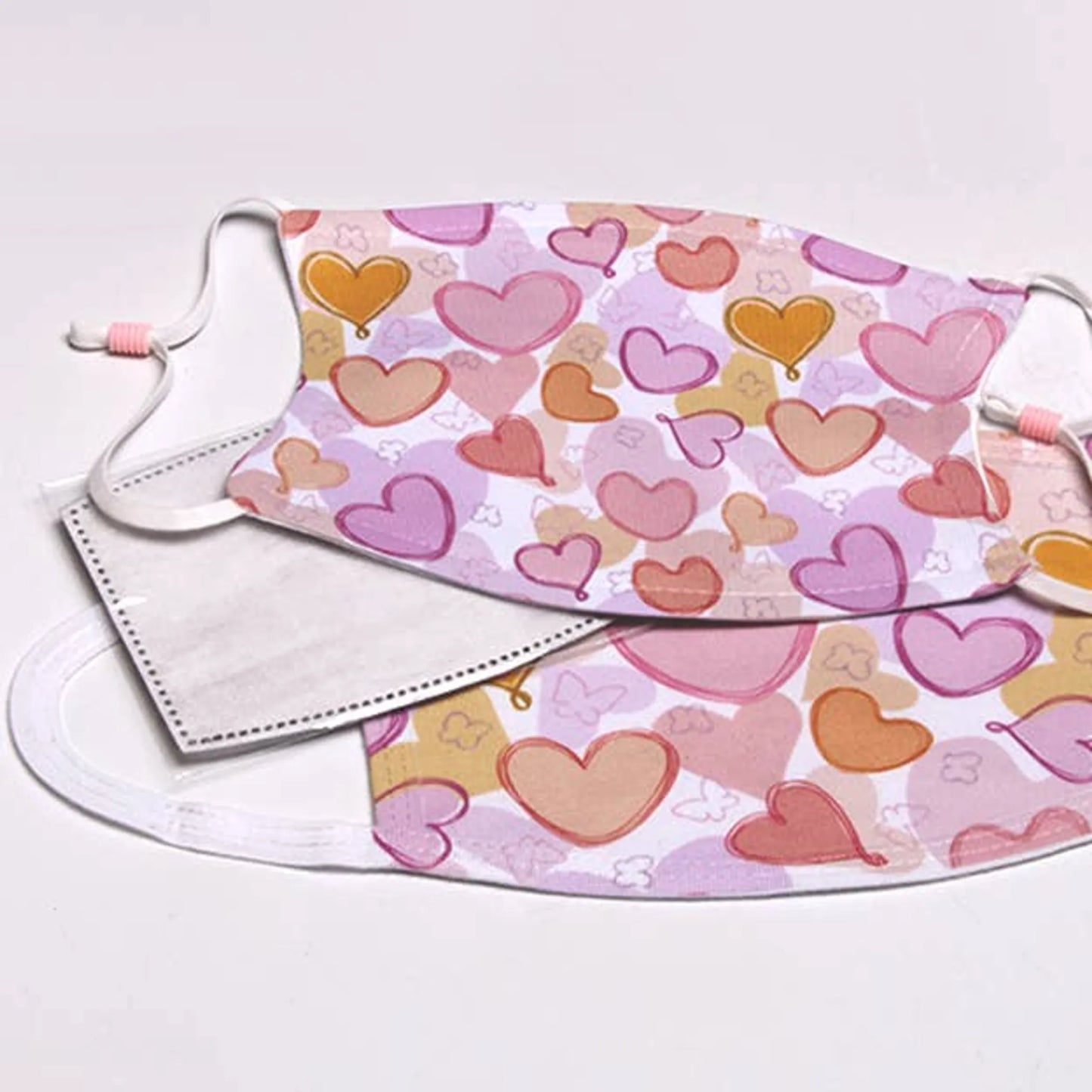Pastel Hearts FLAT Face Mask