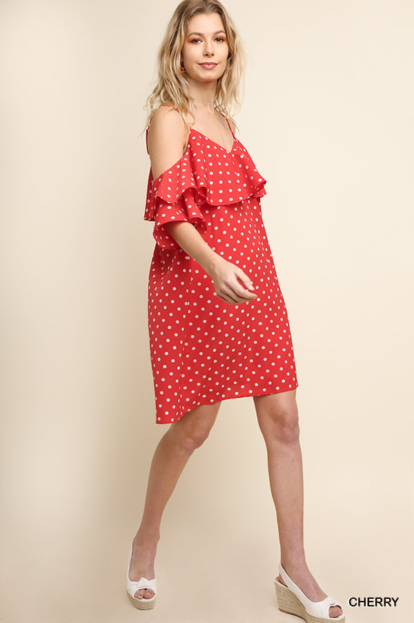 White off shoulder Dress polka dot print