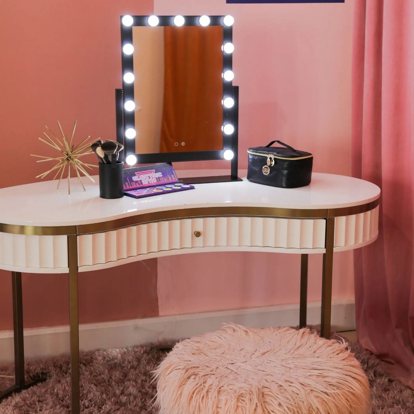 15 Bulb Vanity Mirror - Black