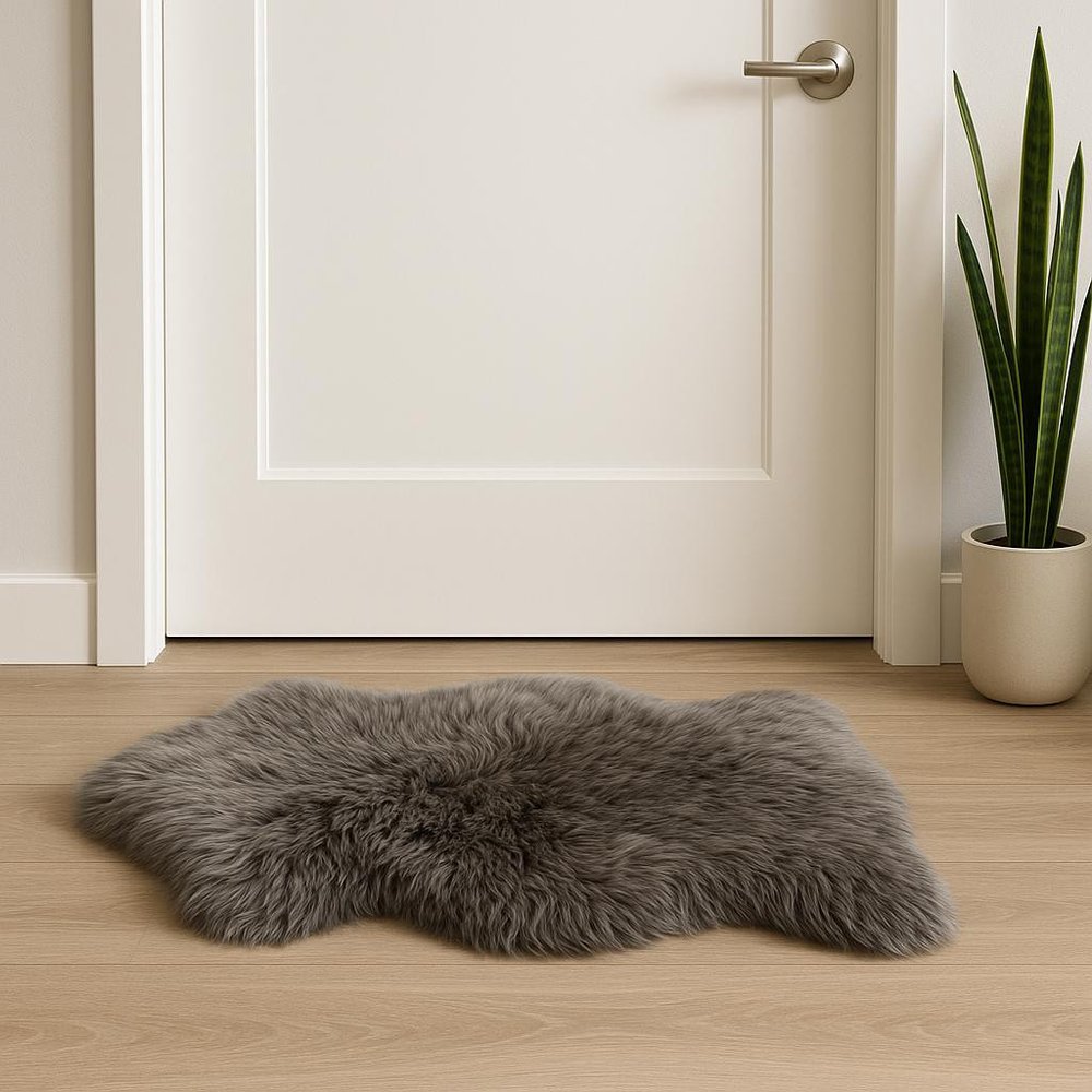 2' X 3' Gray Genuine Sheepskin Animal Print Shag Area Rug
