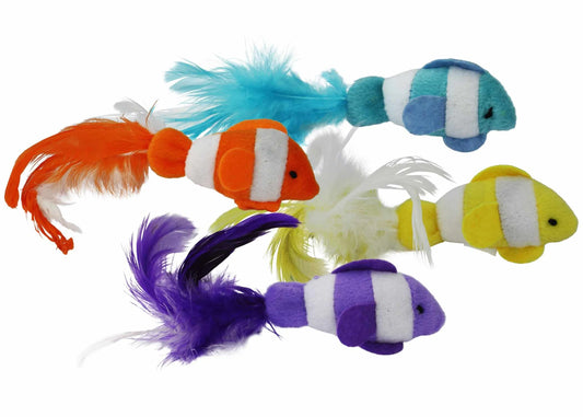 Multipet Clown Fish Cat Toy Assorted Colors 2pk 6"