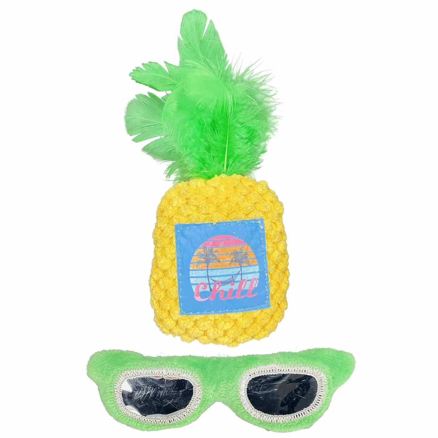 Multipet Margaritaville(R) Pineapple and Sunglasses Cat Toy 5.75" 2pk