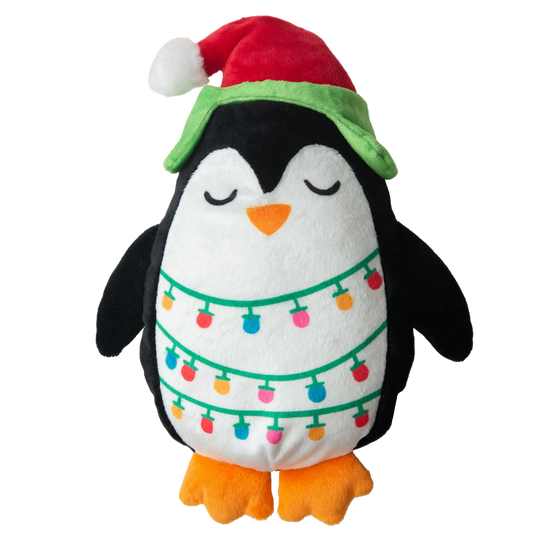 SnugArooz Penguin with Christmas lights