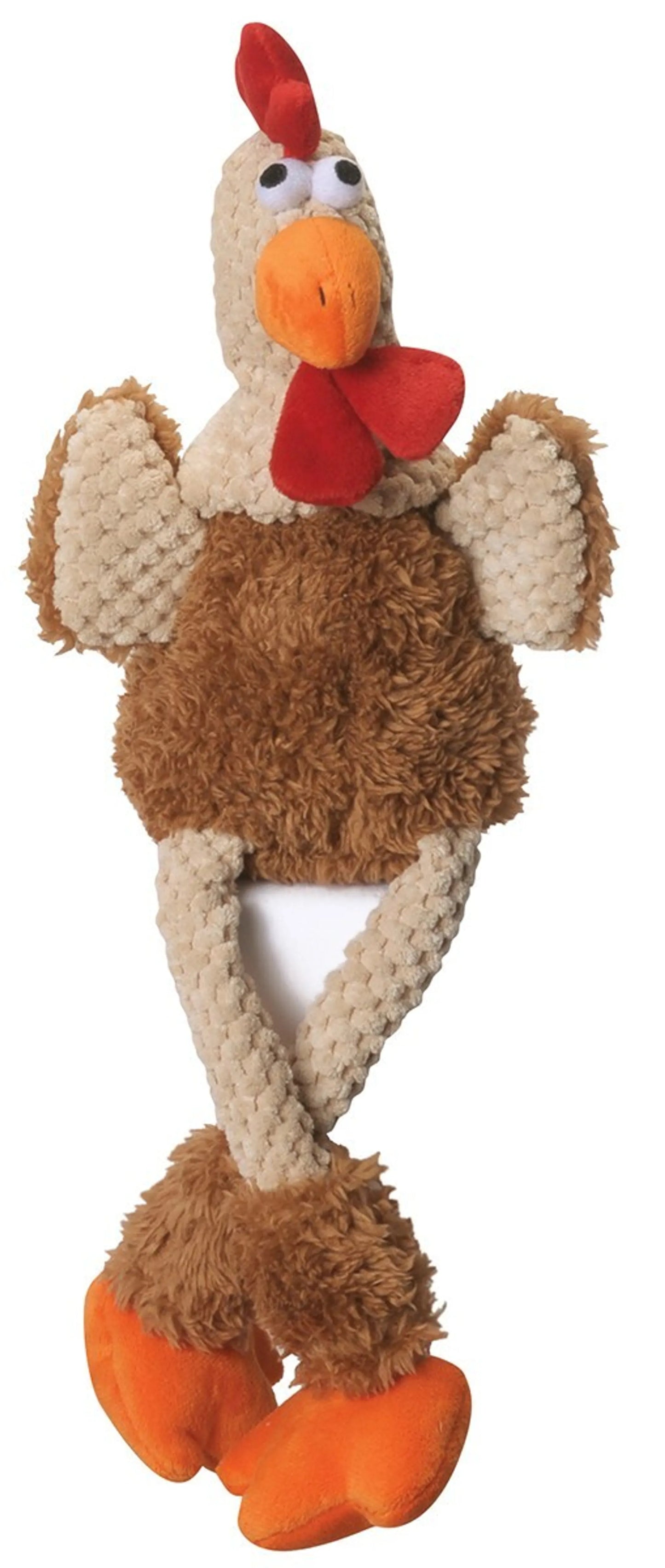 goDog Checkers Skinny Rooster Brown w/Chew Guard Plush Dog Toy