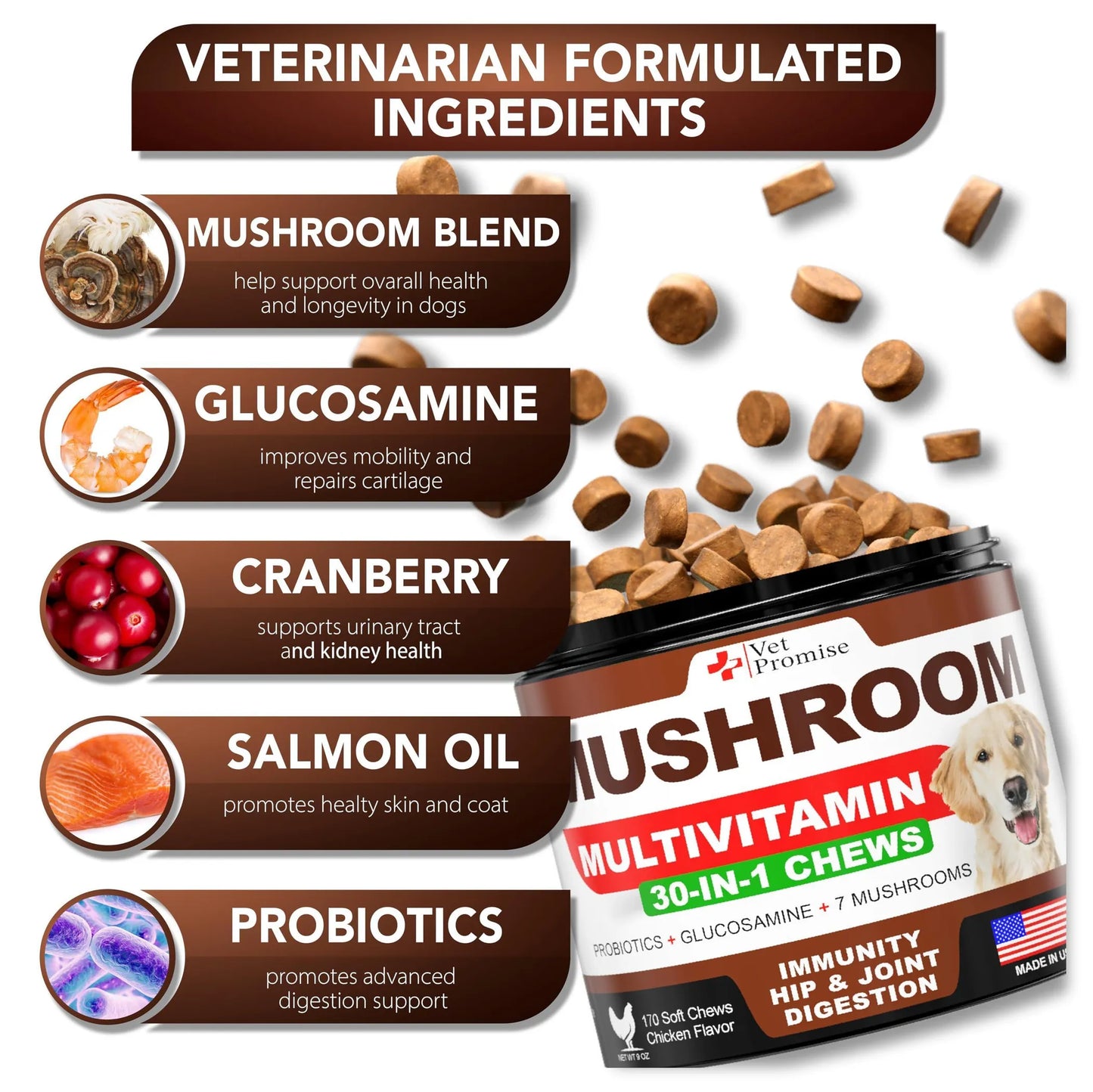 2 Pack Mushroom for Dogs 340 Chews Turkey Tail Mushroom