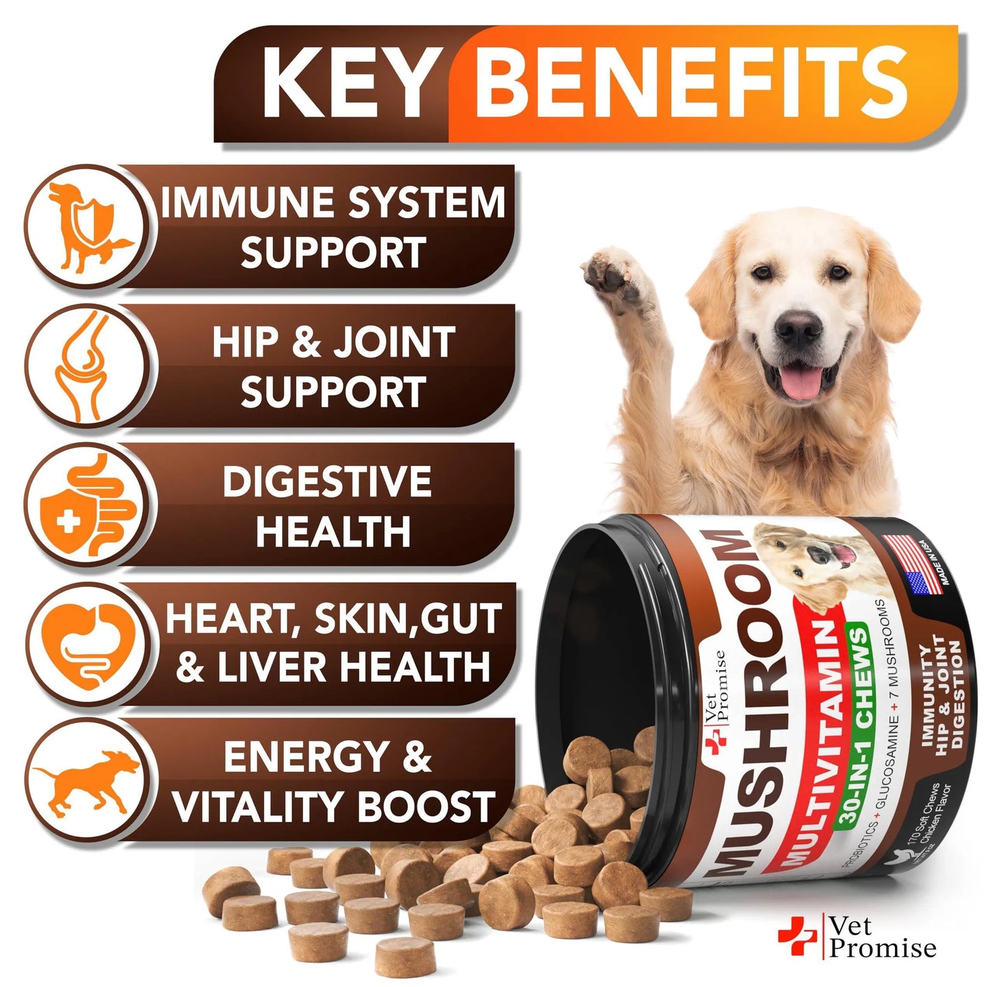 2 Pack Mushroom for Dogs 340 Chews Turkey Tail Mushroom