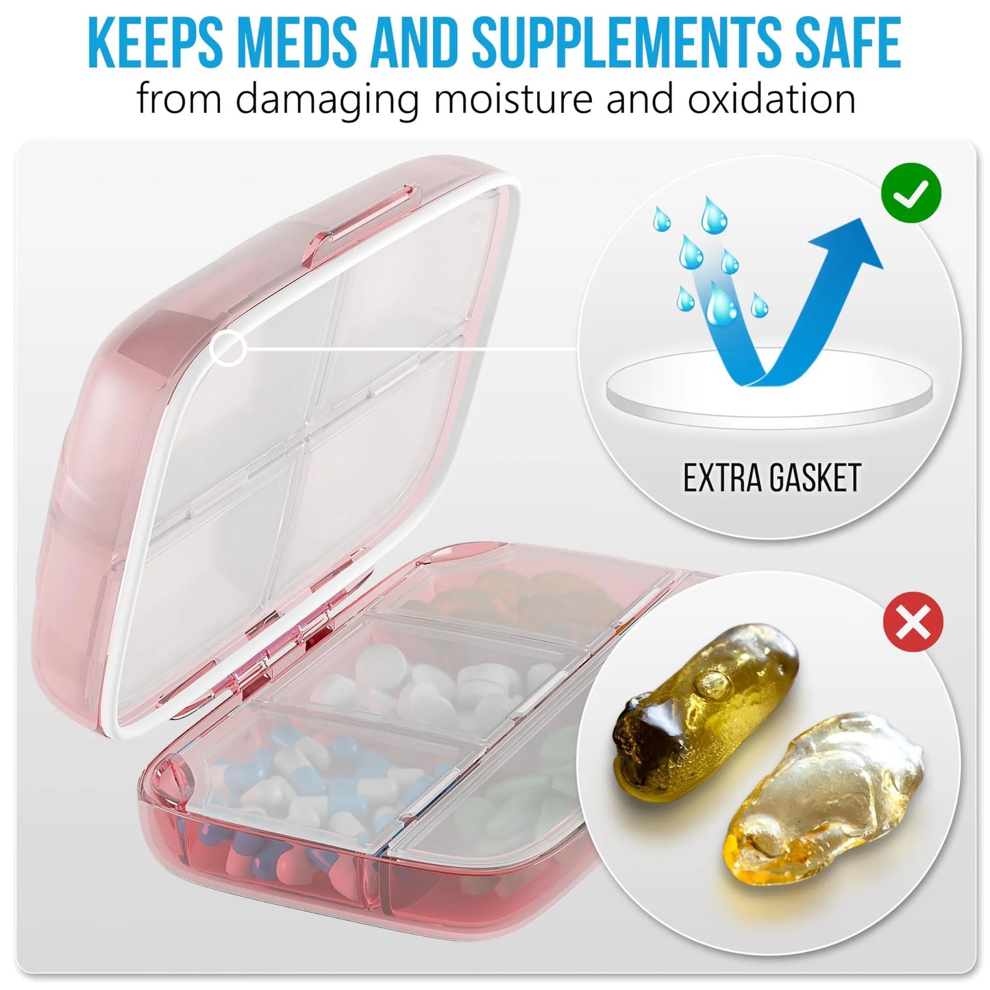 Pill Organizer Airtight Pill Box - Pack Of: 1 | Brand: Bexeen | Size: ONE