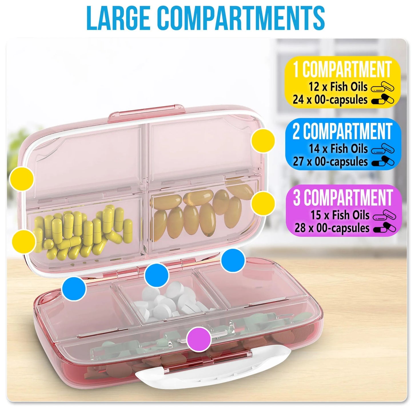 Pill Organizer Airtight Pill Box - Pack Of: 1 | Brand: Bexeen | Size: ONE