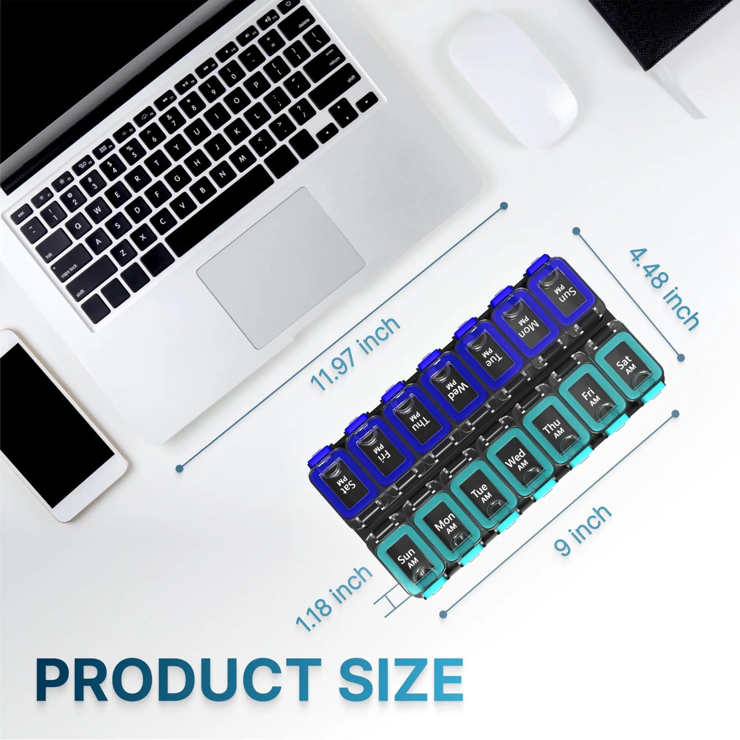Weekly Pill Organizer 2 Times A Day Airtight Pill Box 7 Day Am Pm Vitamin Case Extra Large Medicine Container Two Week Supplement Holder Daily Medicat