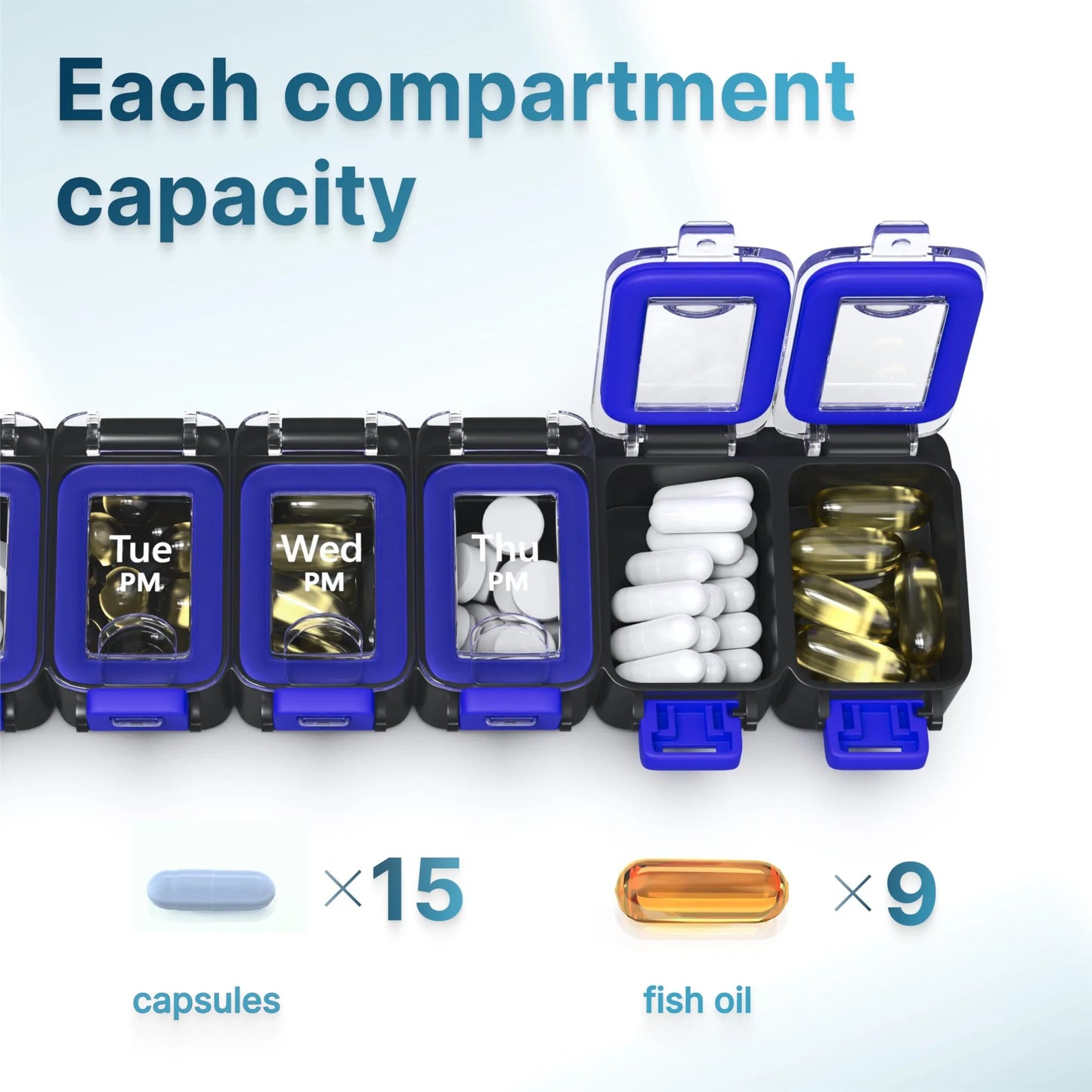 Weekly Pill Organizer 2 Times A Day Airtight Pill Box 7 Day Am Pm Vitamin Case Extra Large Medicine Container Two Week Supplement Holder Daily Medicat