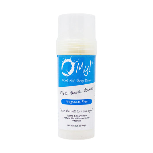 O My! Goat Milk Body Balm - Experience O My! Softness All Over - Antioxidant Vit E - Excellent for all Skin Types - Free of Parabens & More - Leaping Bunny Certified - Handcrafted in USA