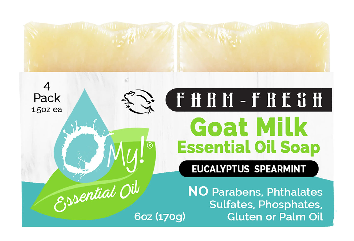 O My! Goat Milk Essential Oil Soap Bar - Made with Farm-Fresh Goat Milk - 100% Pure Essential Oils - Free of Parabens & More - Leaping Bunny Certified - Handcrafted in USA