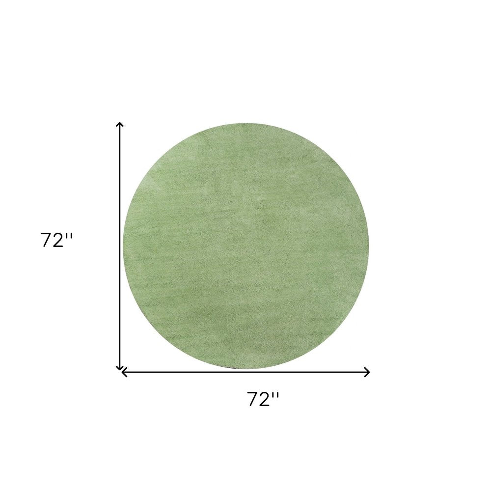 6' Green Shag Hand Woven Round Rug