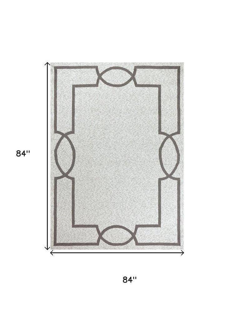 6' X 9' Ivory And Gray Geometric Hand Hooked Area Rug