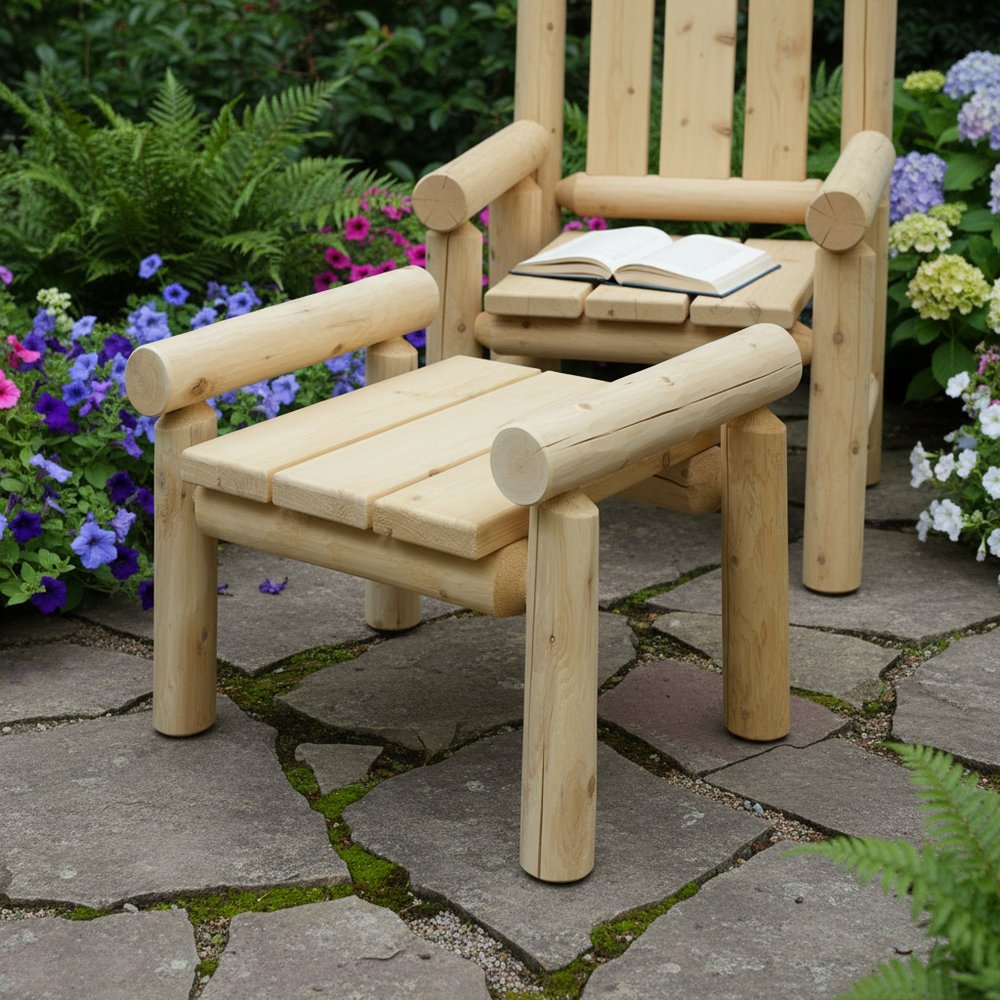 28" X 20" X 18" Natural Wood Ottoman