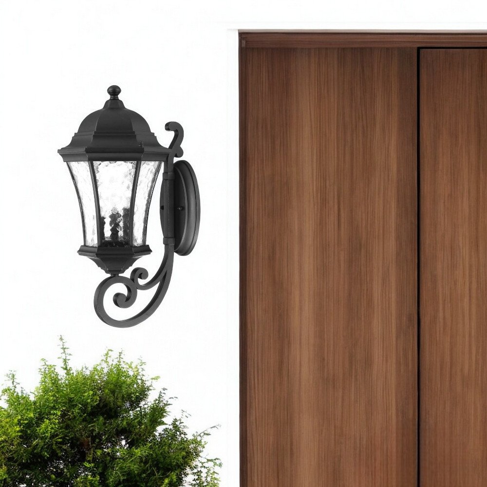 20" Black And Clear Metal and Glass Flush Mounted Sconce