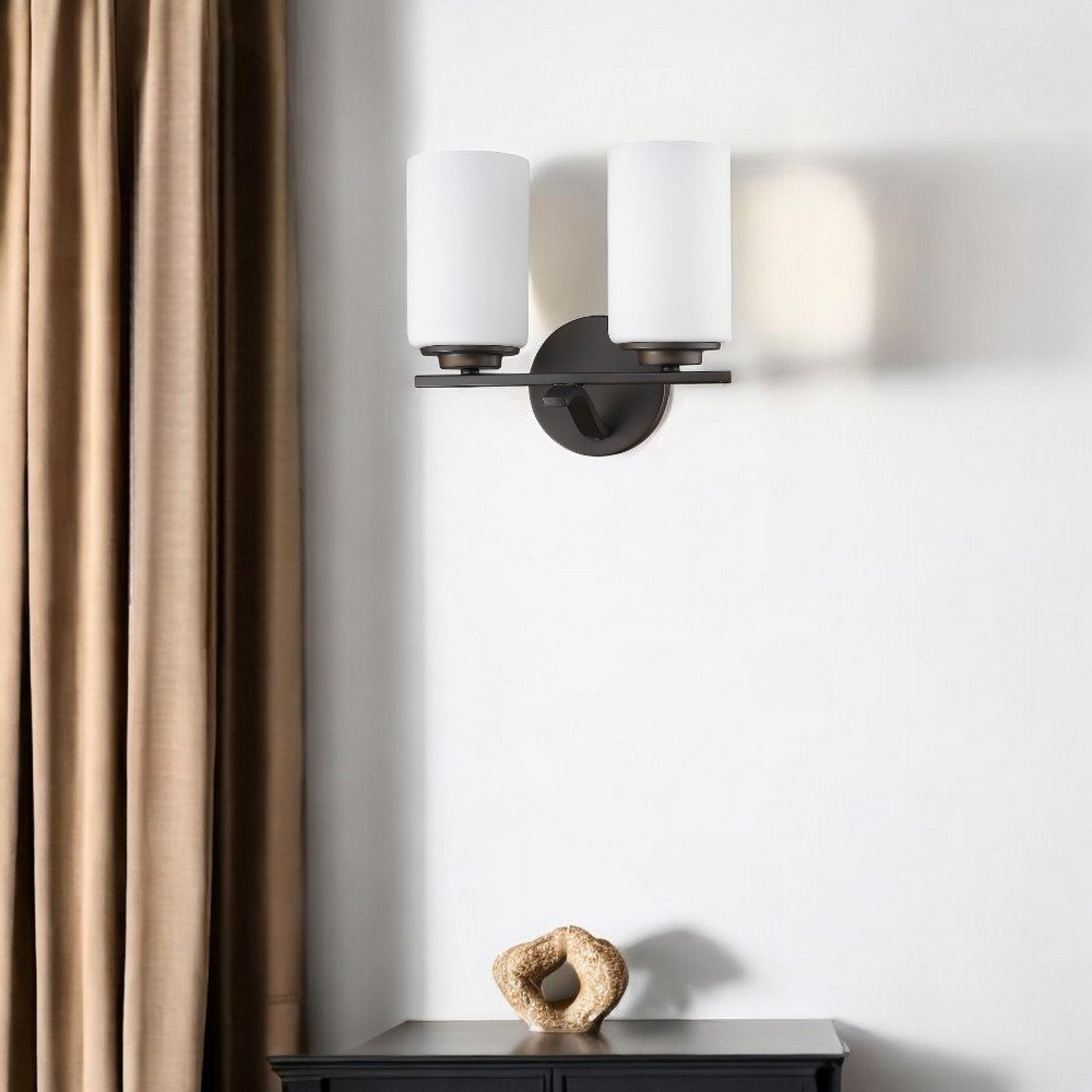 10" Black And White Metal Vanity Flush Mounted Sconce