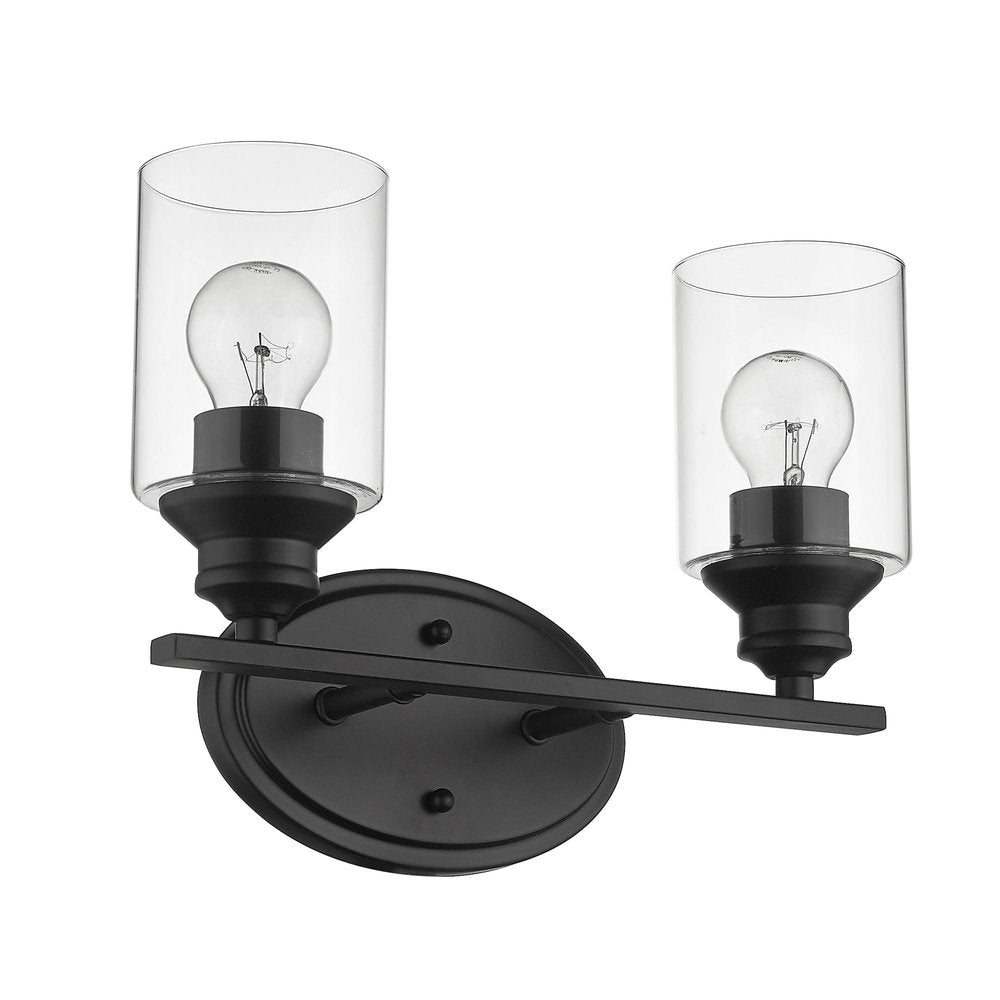 10" Black And Clear Metal and Glass Vanity Flush Mounted Sconce