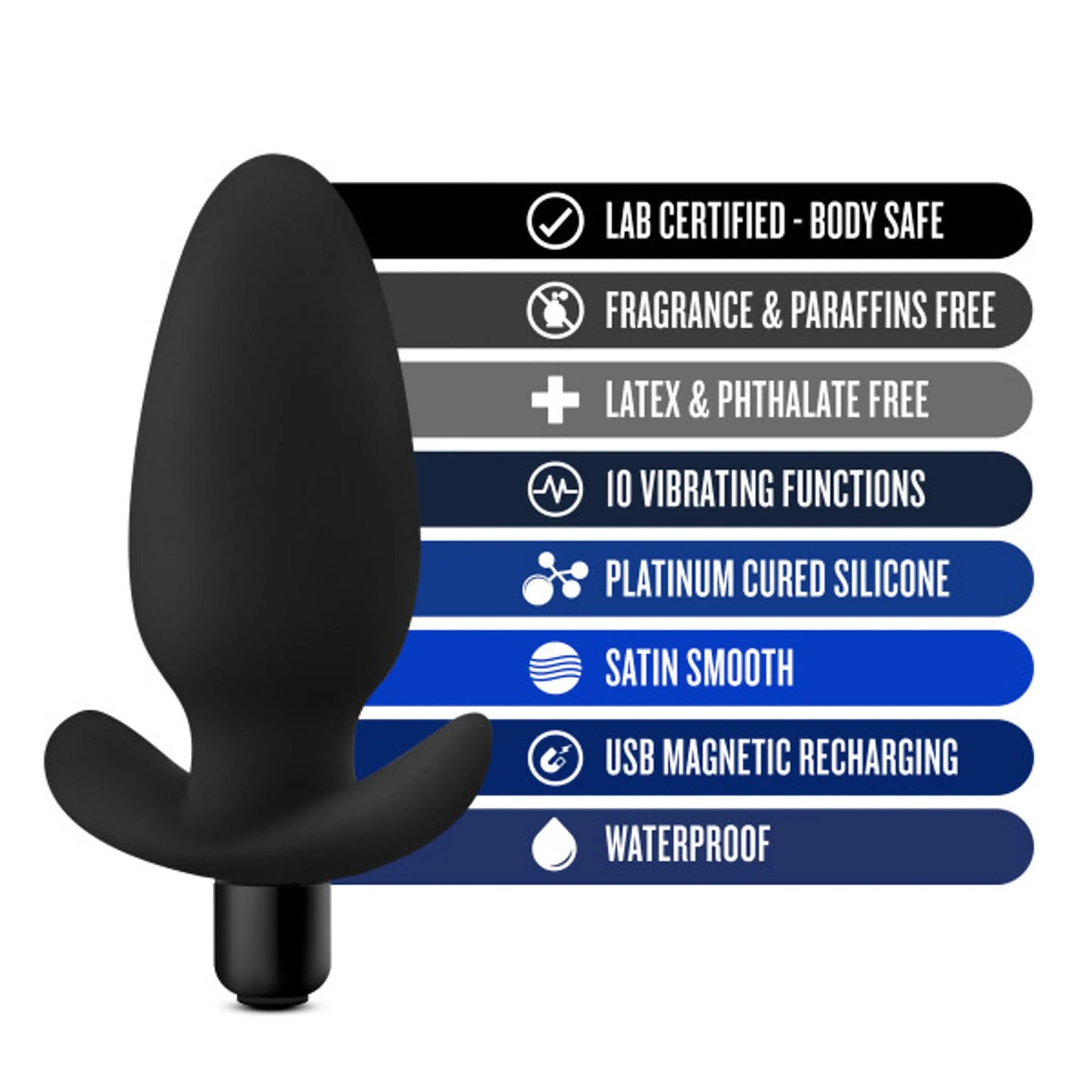 ANAL ADVENTURES PLATINUM SILICONE SADDLE PLUG BLACK