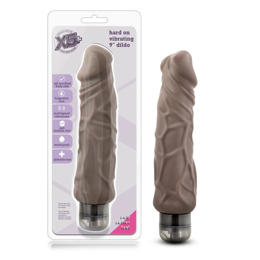 X5 HARD ON VIB. 9IN DILDO BROWN