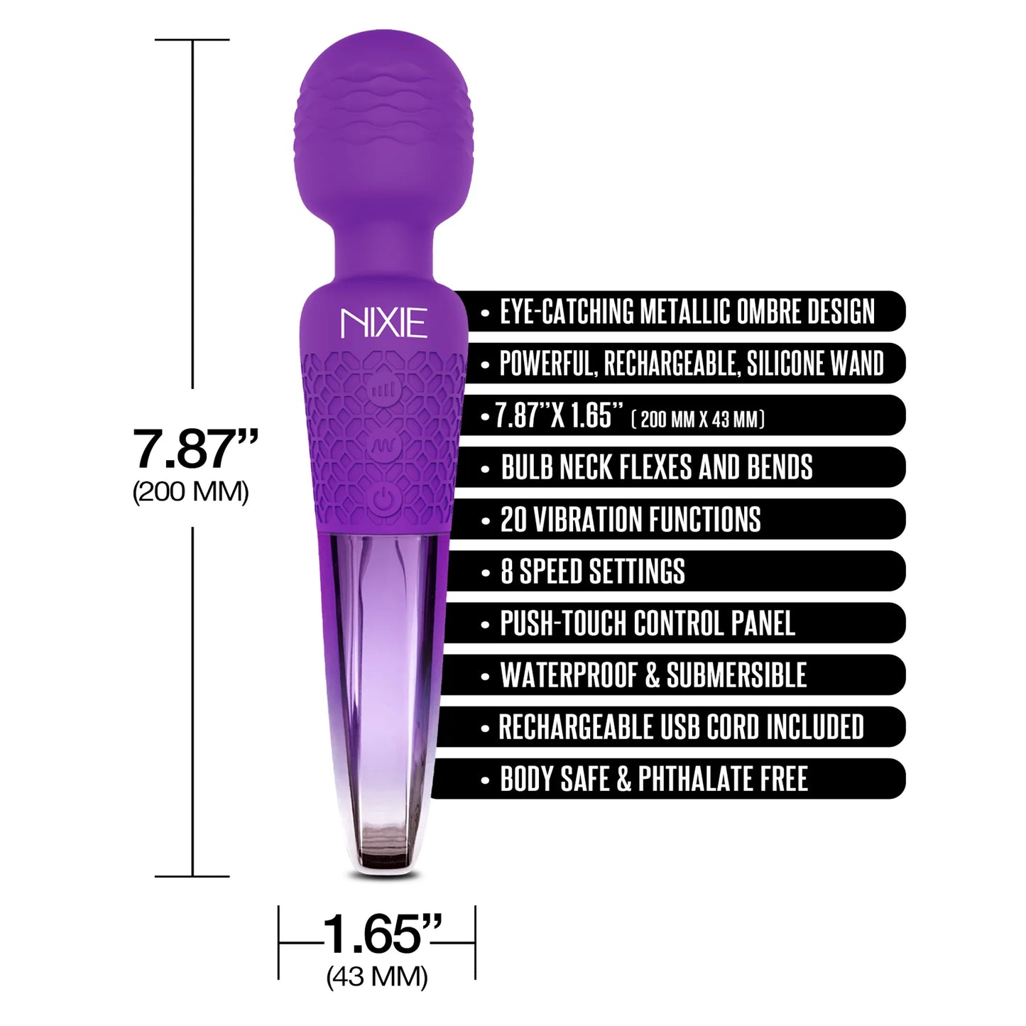 NIXIE WAND MASSAGER PURPLE OMBRE METALLIC