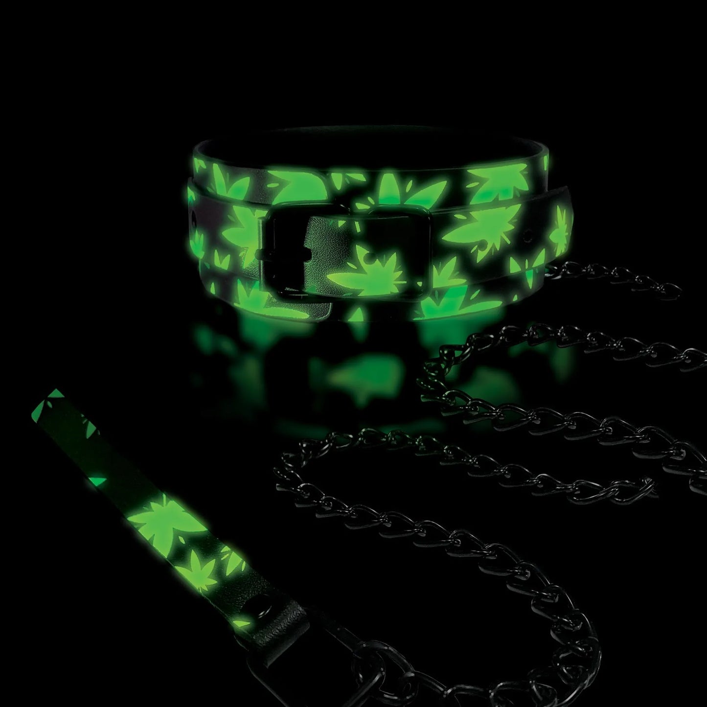 STONER VIBES COLLAR/LEASH GLOW IN THE DARK CHRONIC COLLECTION
