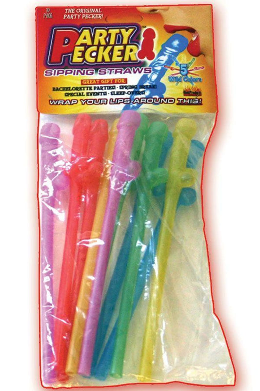 PARTY PECKER SIPPING STRAWS-10 PACK ASST.
