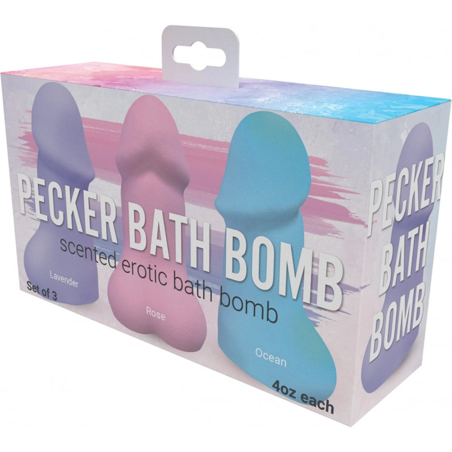 PECKER BATH BOMB 3PK SCENTED LAVENDER ROSE & OCEAN