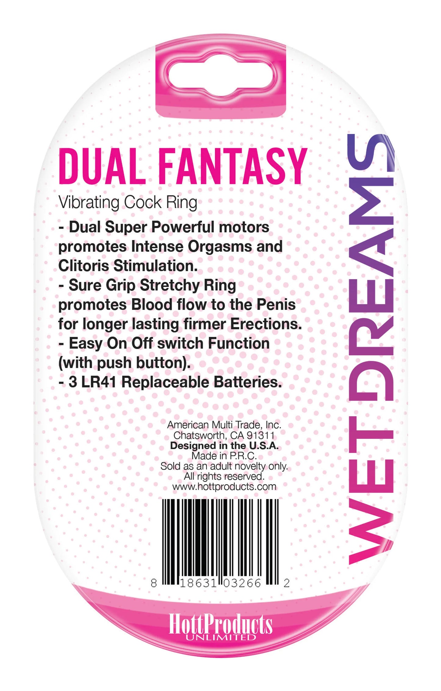 WET DREAMS DUAL FANTASY DUAL COCK RING W/ DUAL MOTORS